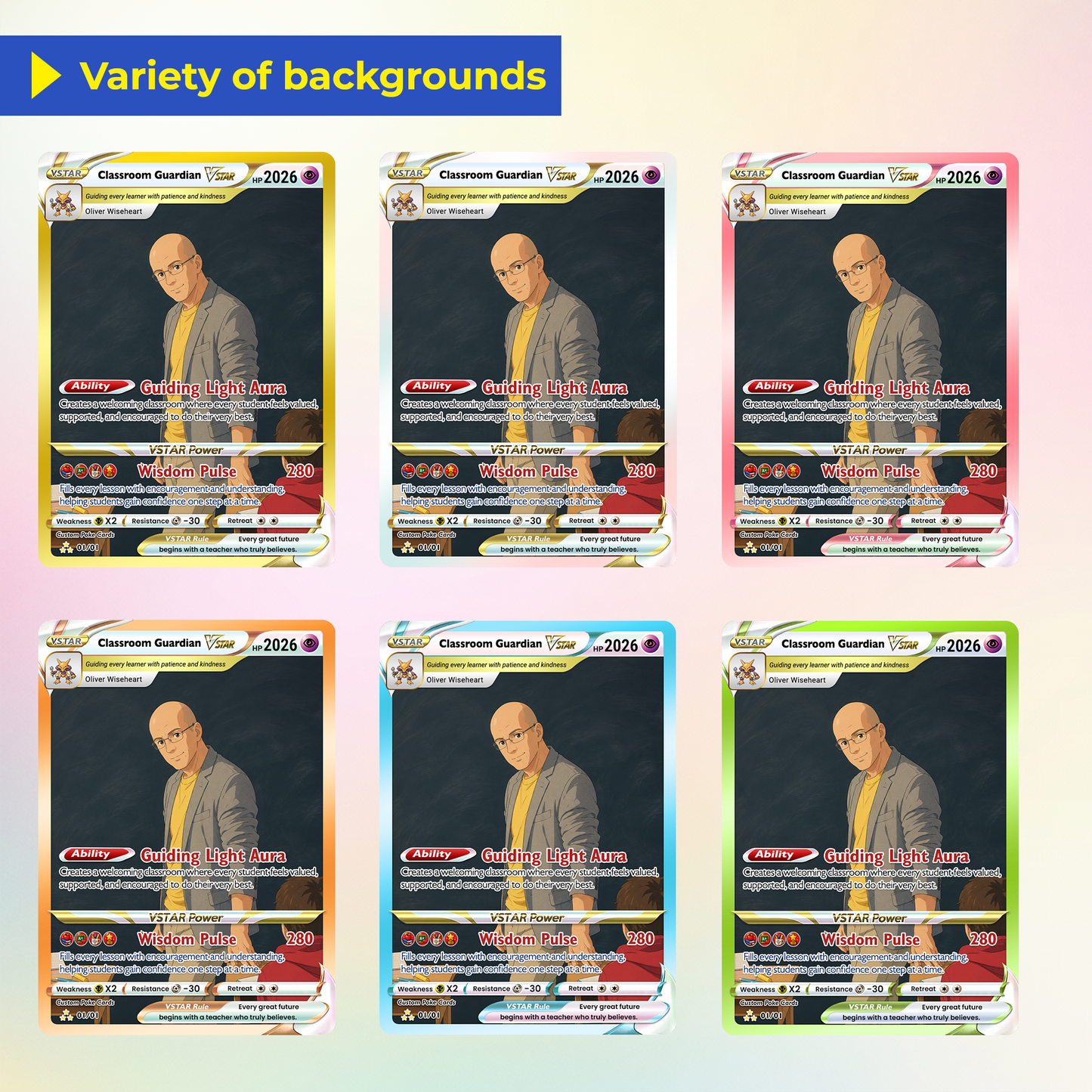 Classroom Guardian Custom Pokémon Cards, Teacher Appreciation Gift Card, Personalized Pokémon Cards, Change Your Photo to Anime Styles, Thank You Teacher Gift - CPC-BTS-09