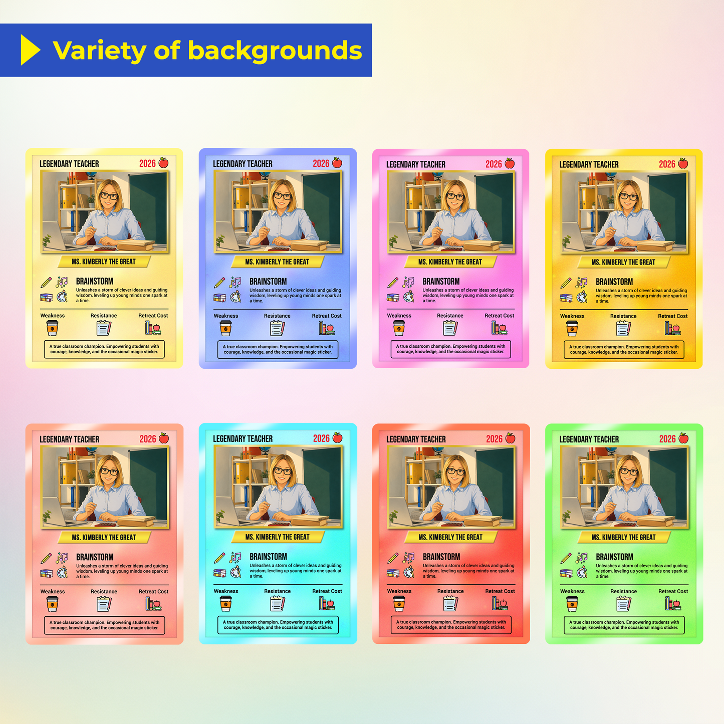 Custom Pokemon Cards Teacher Appreciation with Anime Photo, Change Your Photo to Ghibli Style, Thank You Teacher Gift from Parents & Students, Personalized Pokemon Cards - CPC-66.A