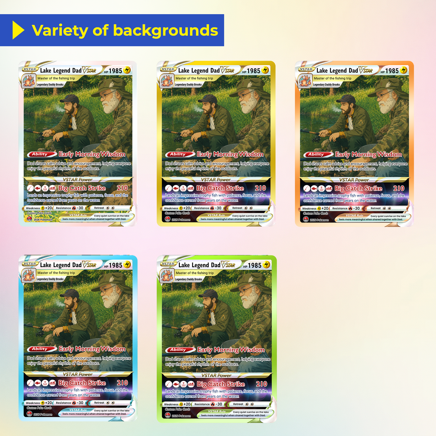 Father's Day Custom Pokémon Card for Fishing Dad - Father’s Day Personalized Pokémon Card for Fishing Lovers - Comic Anime Customizable Gift from Wife, Son & Daughter - CPC-139