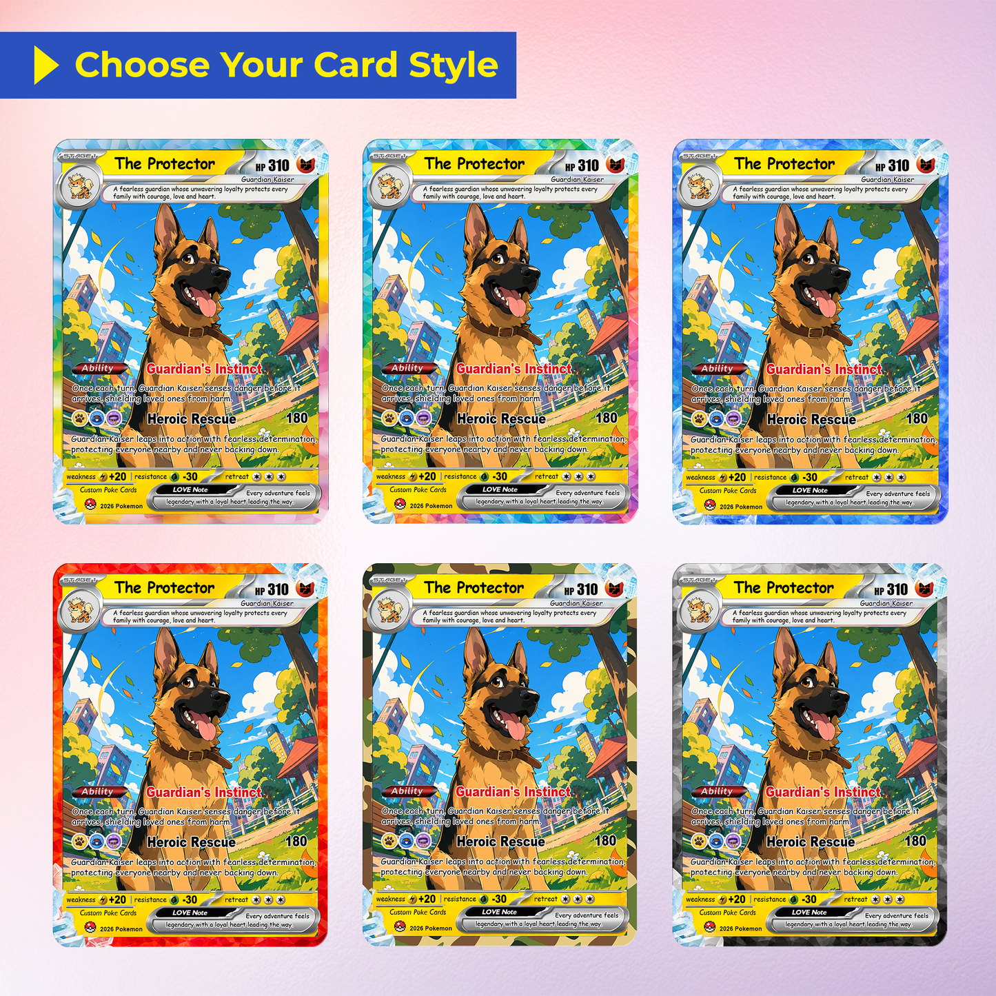 For Pet Lovers Custom Pokémon Card - Personalized Poke Cards by Pet Photo - Unique Gift for Dog Mom, Cat Mom, Dog Dad, Cat Dad - CPC-Pet-03