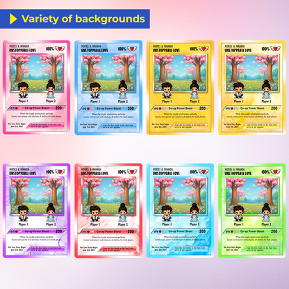 Custom Pokemon Card with 80s Pixel Characters  - Personalized Poke Card for Couples - Customizable Gift for Lovers - CPC-22.B