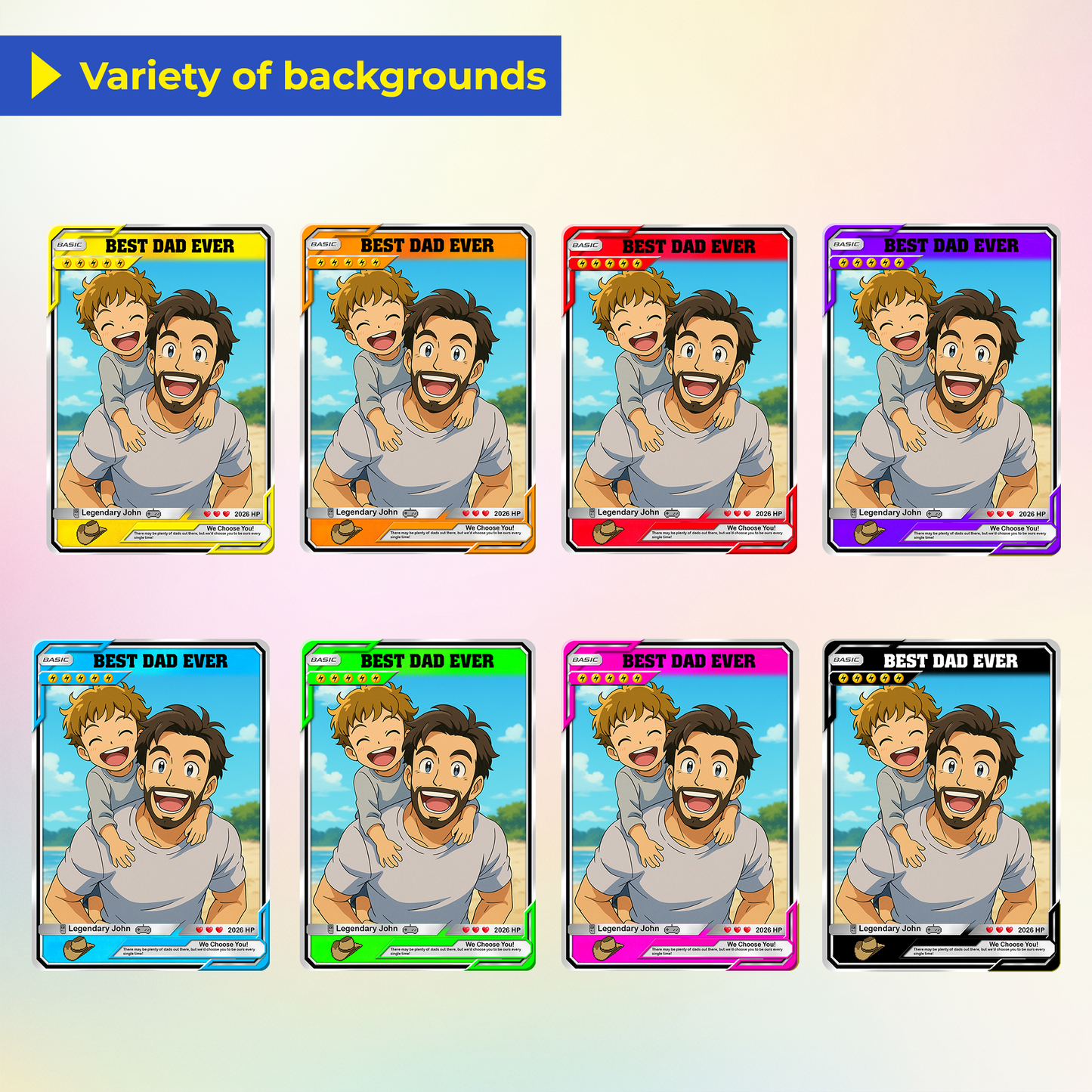 Custom Pokemon Card  - Anime-Inspired Personalized Pokemon Card for Dad | Daddy & Me Customized Poke Gift - Customizable Trading Cards - CPC-16