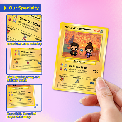 Pixel Characters Personalized Pokémon Card, Birthday Custom Pokémon Card for Couples, Customizable Pokémon Cards for Birthday - CPC-14.B