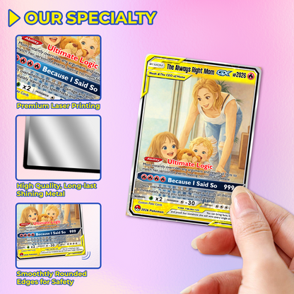 Mother’s Day Custom Pokémon Card – Funny Quote Personalized Pokemon Card - Customizable Gift from Husband Daughter, Son | Ghibli - Anime Style Trading Card - CPC-87