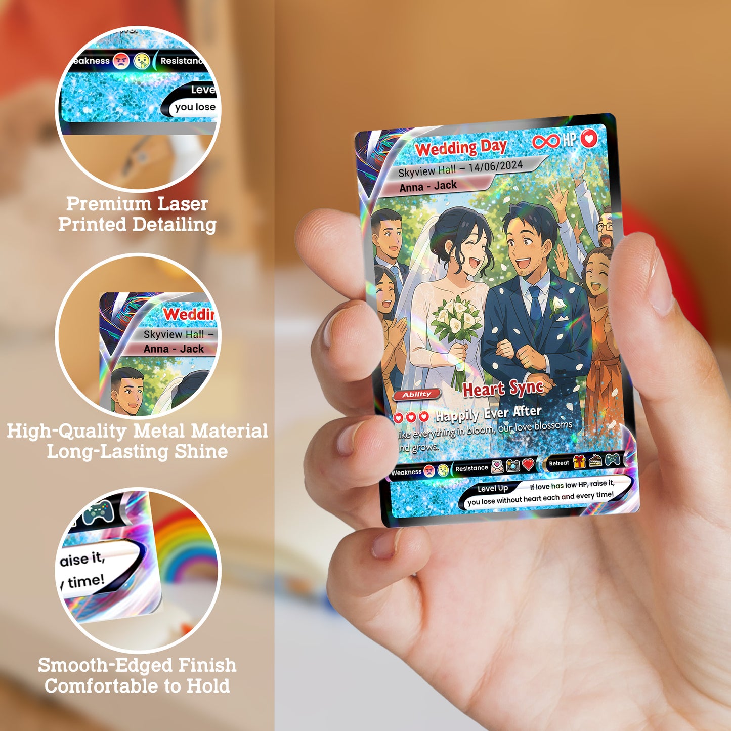 Personalized Pokémon Card with Wedding Day & Location, Anime Style Custom Pokémon Cards - CPC-05