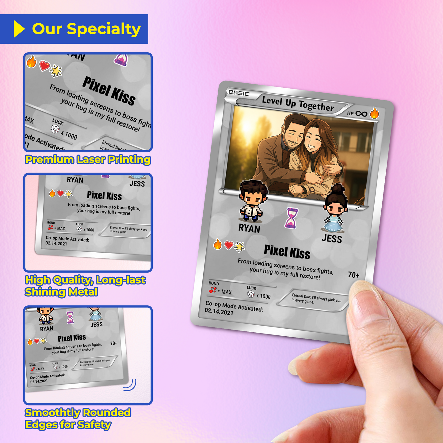 Pixel Characters & Anime Transformation Custom Pokemon Card - Personalized Poke Card for Couples - CPC-51