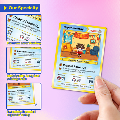 Happy Birthday Custom Pokémon Card - Pixel Characters Personalized Pokémon Card - Unique Gift for Date of Birth - Best Anime-Inspired Cards for Friends, Son, Daughter, Partner - CPC-13