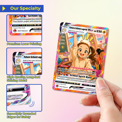 Back to School Custom Pokémon Card - Personalized Pokémon Card with Anime Picture for Kids, Students - First Day of School Gift from Parents - CPC-BTS-01