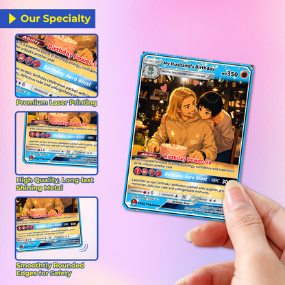 Happy Birthday Custom Pokémon Card for Him - Personalized Pokémon Card by Animated Photo - Customizable Pokémon Gift from Girlfriend, Wife for Boyfriend & Husband - CPC-DOB-07