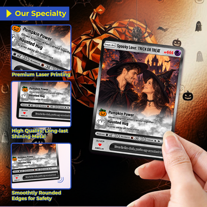 Halloween Custom Pokémon Cards with Animated Photo, Personalized Pokemon Cards, Customizable Gifts for Lovers, Husband and Wife - CPC-hlw-05