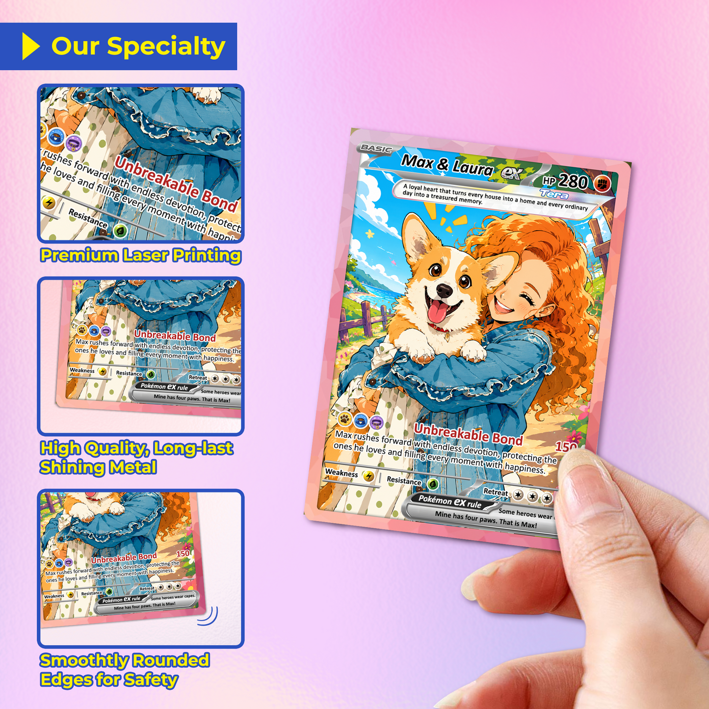 Personalized Poke Cards for Pet Lovers - Custom Pokémon Card with Pet Photo for Dog Mom, Cat Mom, Dog Dad, Cat Dad - CPC-Pet-02