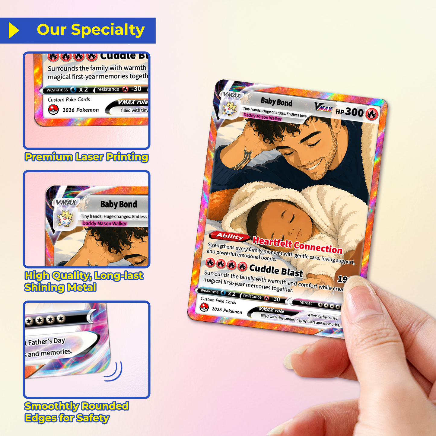 First Father’s Day Custom Pokémon Card - Comic Anime Style Personalized Pokémon Card for New Dads - Perfect Gift for First-Time Dads- CPC-127