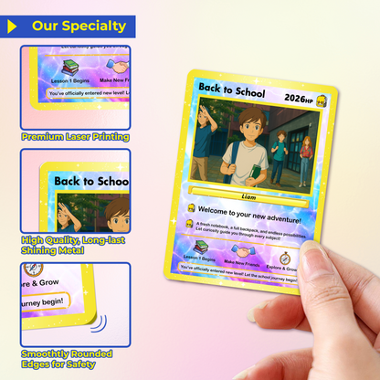 Back to School Custom Pokemon Card with Anime Style Transformation, Personalized Pokemon Card for First Day of School, Gift for Students, Son, Daughter - CPC-71