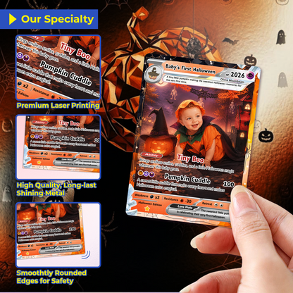 Baby’s First Halloween Custom Pokémon Card, The First Halloween Animated Photo Card, Personalized Baby Keepsake, First Halloween Gift, Custom Pokémon Card - CPC-hlw-13