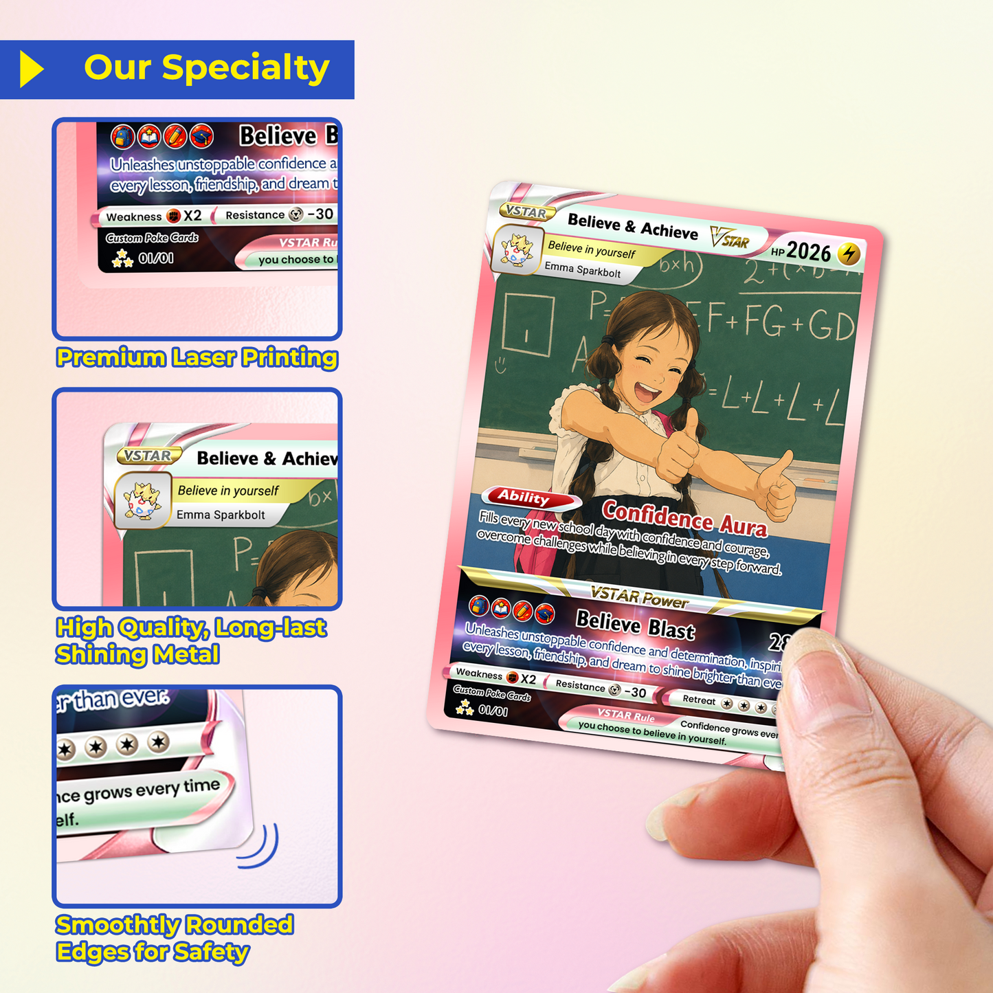 Back to School Custom Pokémon Card - Personalized Pokémon Card with Anime Picture for Kids, Students - First Day of School Gift from Parents - CPC-BTS-18