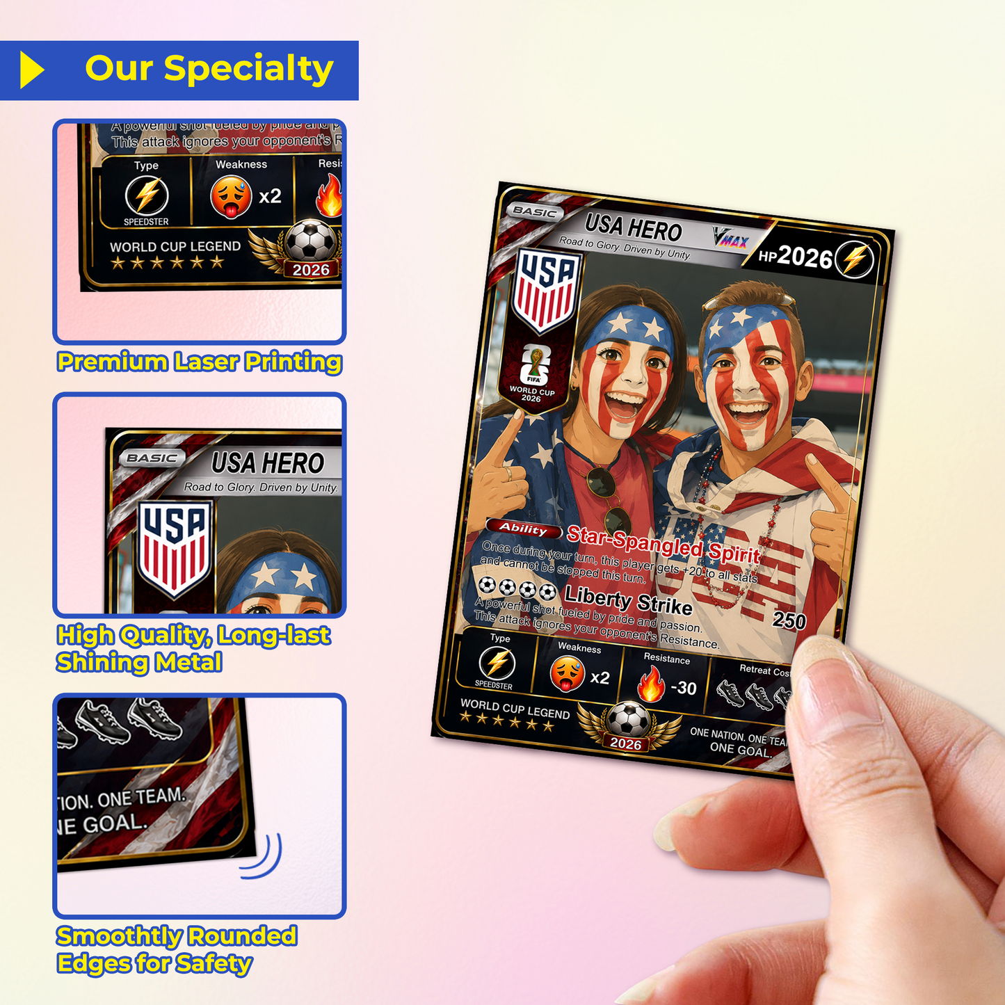 Custom World Cup 2026 Soccer Card, Personalized Football Trading Card, Pokémon-Style Fan Card with Photo, Unique Gift for Soccer Fans - CPC-WC-USA