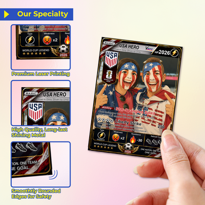 Custom World Cup 2026 Soccer Card, Personalized Football Trading Card, Pokémon-Style Fan Card with Photo, Unique Gift for Soccer Fans - CPC-WC-USA