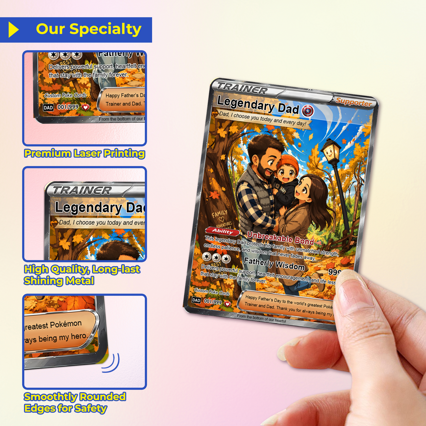 Trending Comic Anime-Inspired Personalized Pokémon Card for Dad - Happy Father's Day Custom Pokémon Card - Perfect Gift for Dad - CPC-114