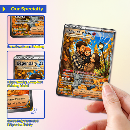 Trending Comic Anime-Inspired Personalized Pokémon Card for Dad - Happy Father's Day Custom Pokémon Card - Perfect Gift for Dad - CPC-114