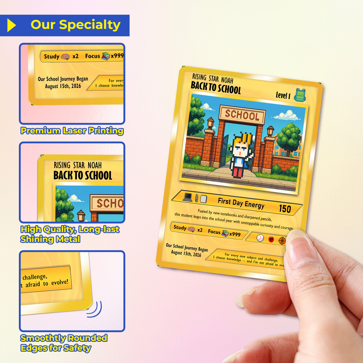 Back to School Custom Pokémon Card with Art Characters, Personalized Pokémon Card by Characters, Unique Gift for Pokémon Fans from Parents - CPC-146.B