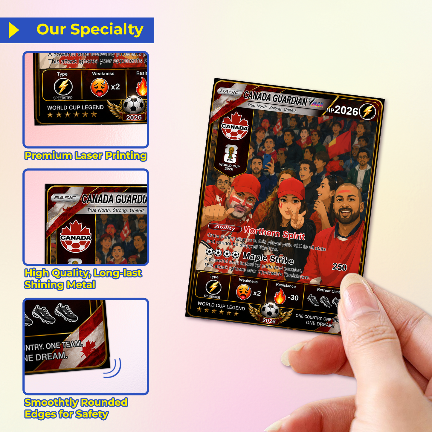 Personalized Football Trading Card, World Cup 2026 Custom Soccer Card, Pokémon-Style Fan Card with Photo, Unique Gift for Soccer Fans - CPC-WC-CAN