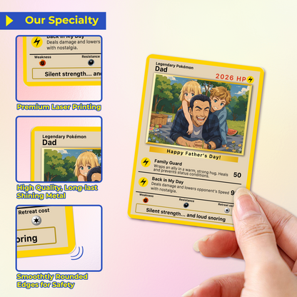 Classic Vibe Custom Pokémon Card for 2026 Father's Day - Anime Styles Personalized Pokémon Card for Dad - Perfect  Pokémon Card from Wife & Kids - CPC-109