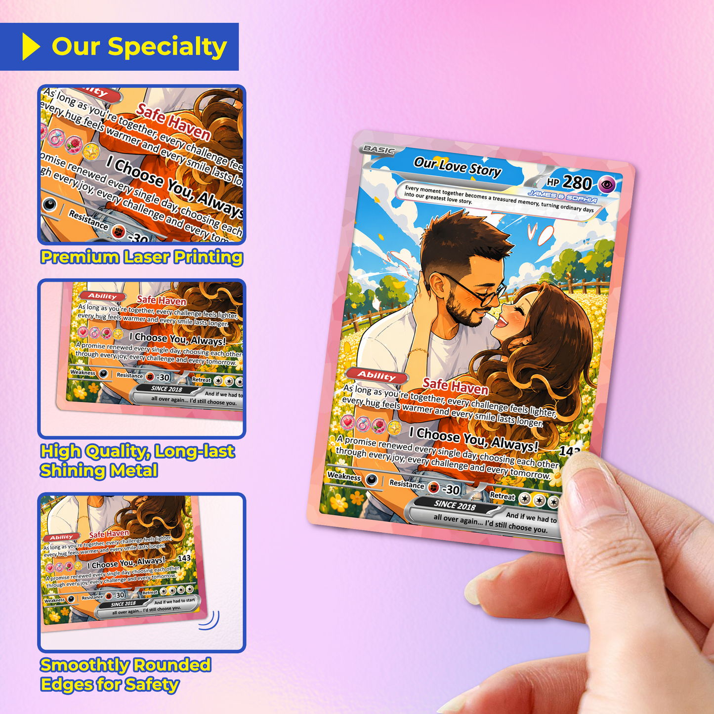 Custom Pokémon Cards with Anime Picture, Personalized Poke Cards Animated Style Gifts for Him and Her - CPC-148