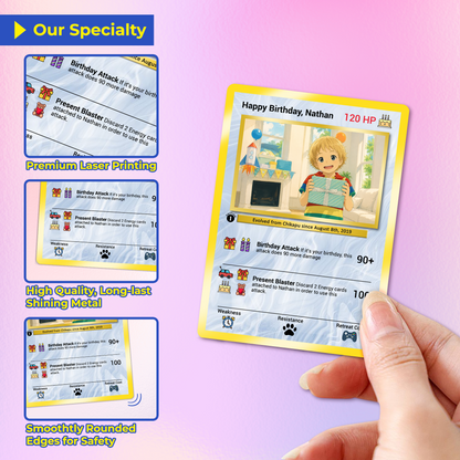 Happy Birthday Custom Pokémon Card, Anime Ghibli-style Art Transformation Personalized Pokémon Card for Date of Birth - CPC-49