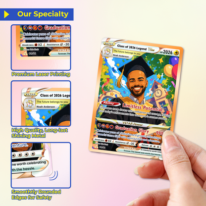 Graduation Custom Pokémon Card - Personalized Student Achievement Pokémon Card with Anime Picture for Kids, Students - Graduation Gift from Parents - CPC-BTS-06