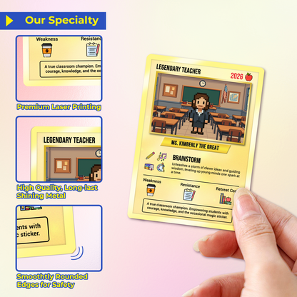 Teacher Appreciation Custom Pokémon Cards with Art Characters, Thank You Teacher Gift from Parents & Students, Personalized Pokémon Cards by Art Characters - CPC-66.B