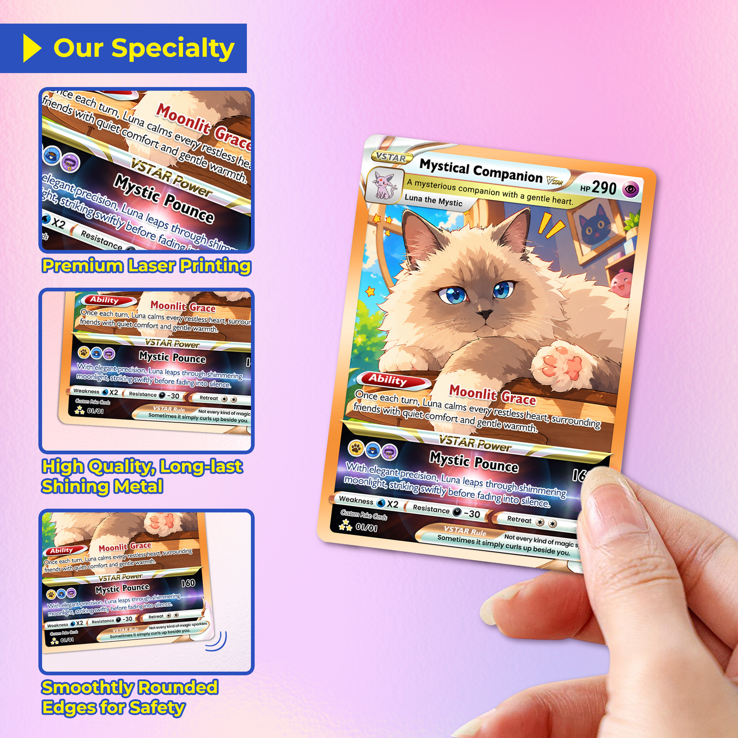 For Cat Lovers Custom Pokémon Card - Personalized Poke Cards with Animated Cat Photo - Unique Gift for Cat Mom, Cat Dad - CPC-Pet-05