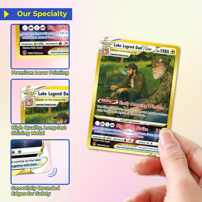 Father's Day Custom Pokémon Card for Fishing Dad - Father’s Day Personalized Pokémon Card for Fishing Lovers - Comic Anime Customizable Gift from Wife, Son & Daughter - CPC-139