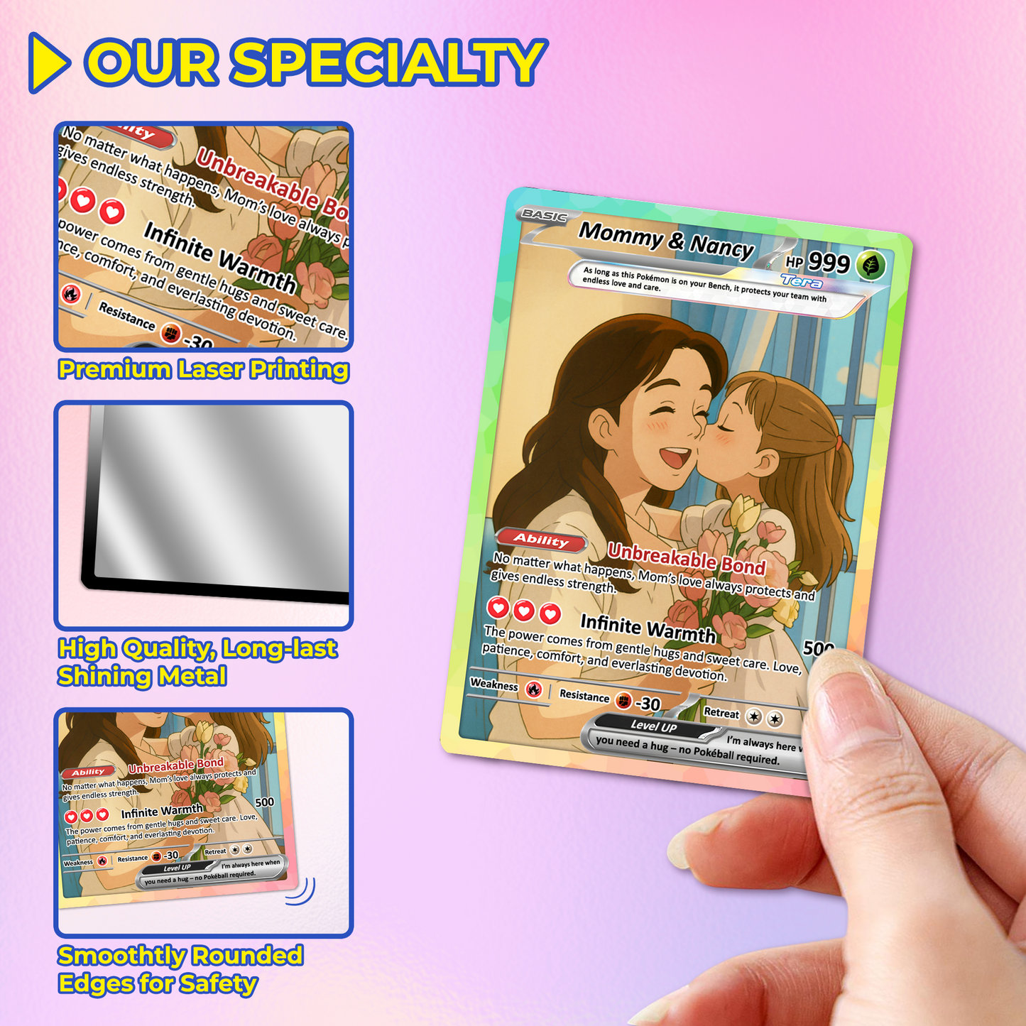 Mother's Day Custom Pokemon Card  - Anime-Inspired Personalized Pokemon Card for Mom | Mommy & Me Customized Poke Gift - Customizable Trading Cards - CPC-32