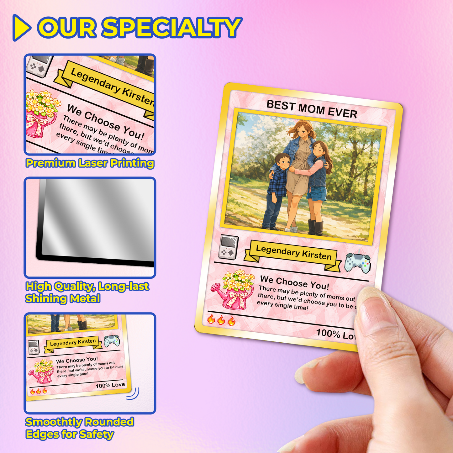 2026 Mother's Day Custom Pokemon Card - Ghibli Anime Style Personalized Pokemon Card for Mom - Customizable Trading Cards - CPC-80.B