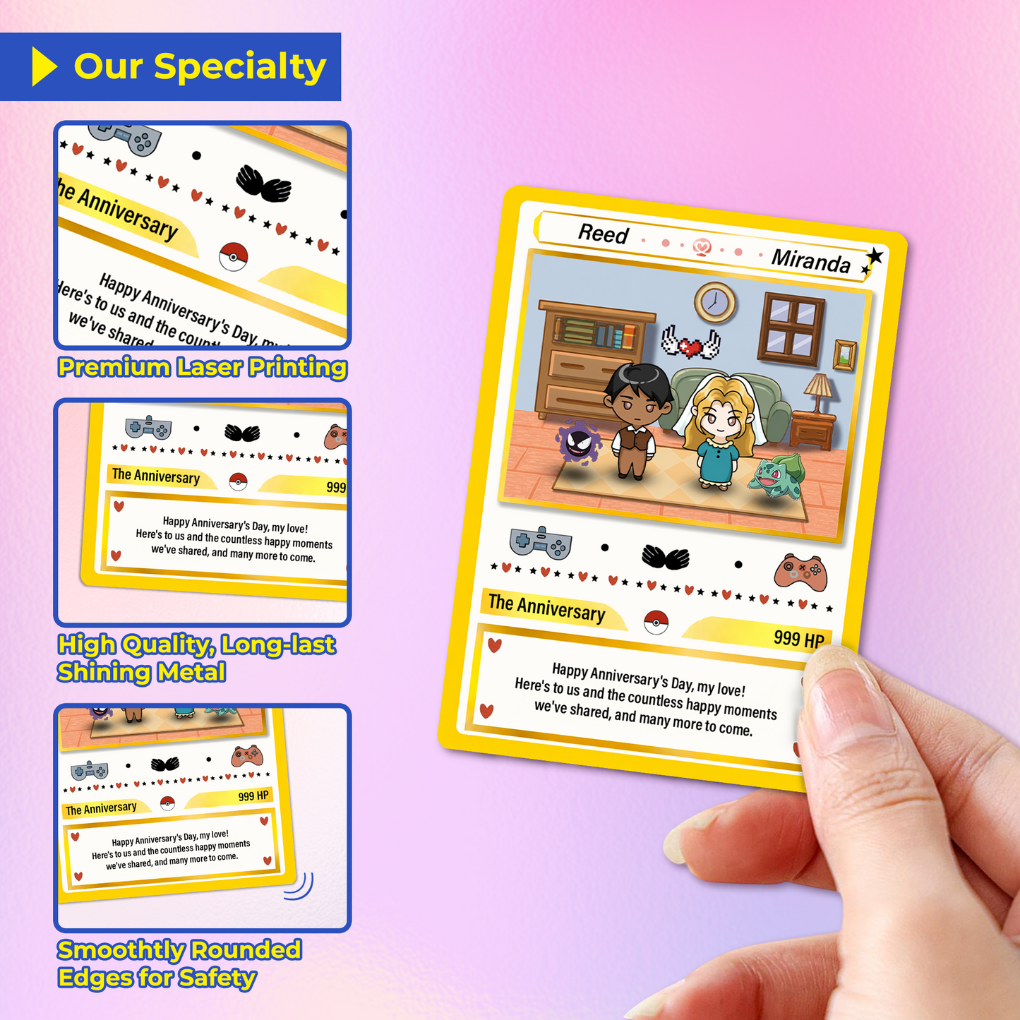 Hand-Drawn Characters Custom Pokemon Card, Personalized Pokemon Card for Couples, Perfect Gift for Him & Her - CPC-153.A