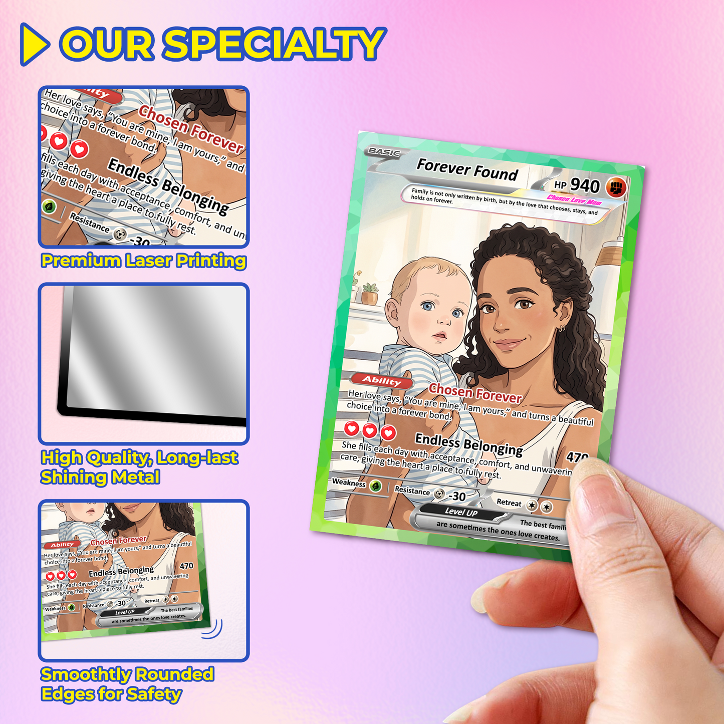 For Adoptive Mom Happy Mother's Day Custom Pokémon Card - Anime-Inspired Personalized Mother’s Day Gift Celebrating Chosen Family | Perfect Gift for Adoptive Mom - CPC-104
