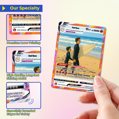Perfect Gift from Wife & Kids - Happy Father's Day Custom Pokémon Card - Comic Anime Style Personalized Pokémon Card for Dad - Perfect Gift from Wife & Kids - CPC-125