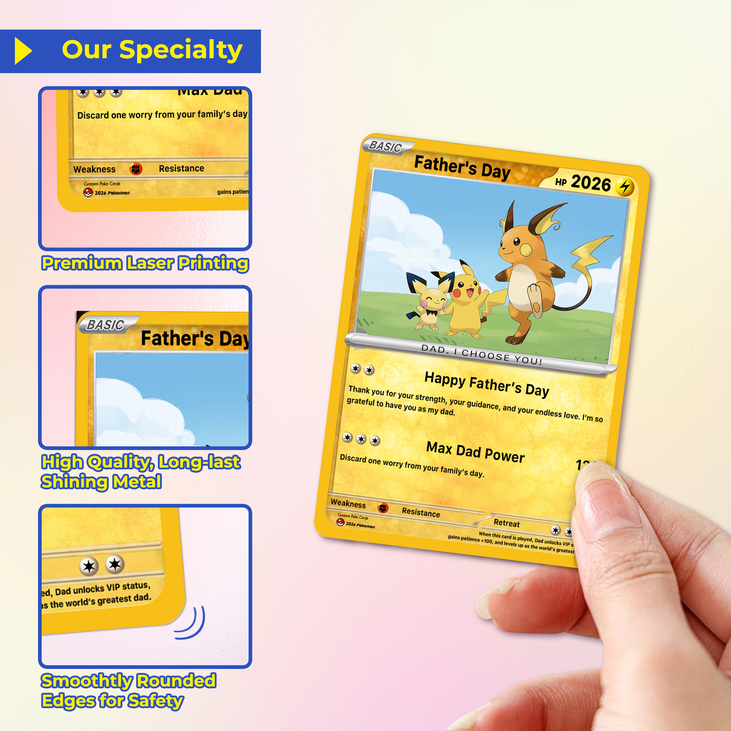 Funny Father’s Day Personalized Pokémon Card - Special Edition Custom Pokémon Card for Trainer Dad - Customizable Character Gift from Supporter, Wife, Son & Daughter - CPC-111.A