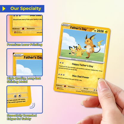 Funny Father’s Day Personalized Pokémon Card - Special Edition Custom Pokémon Card for Trainer Dad - Customizable Character Gift from Supporter, Wife, Son & Daughter - CPC-111.A