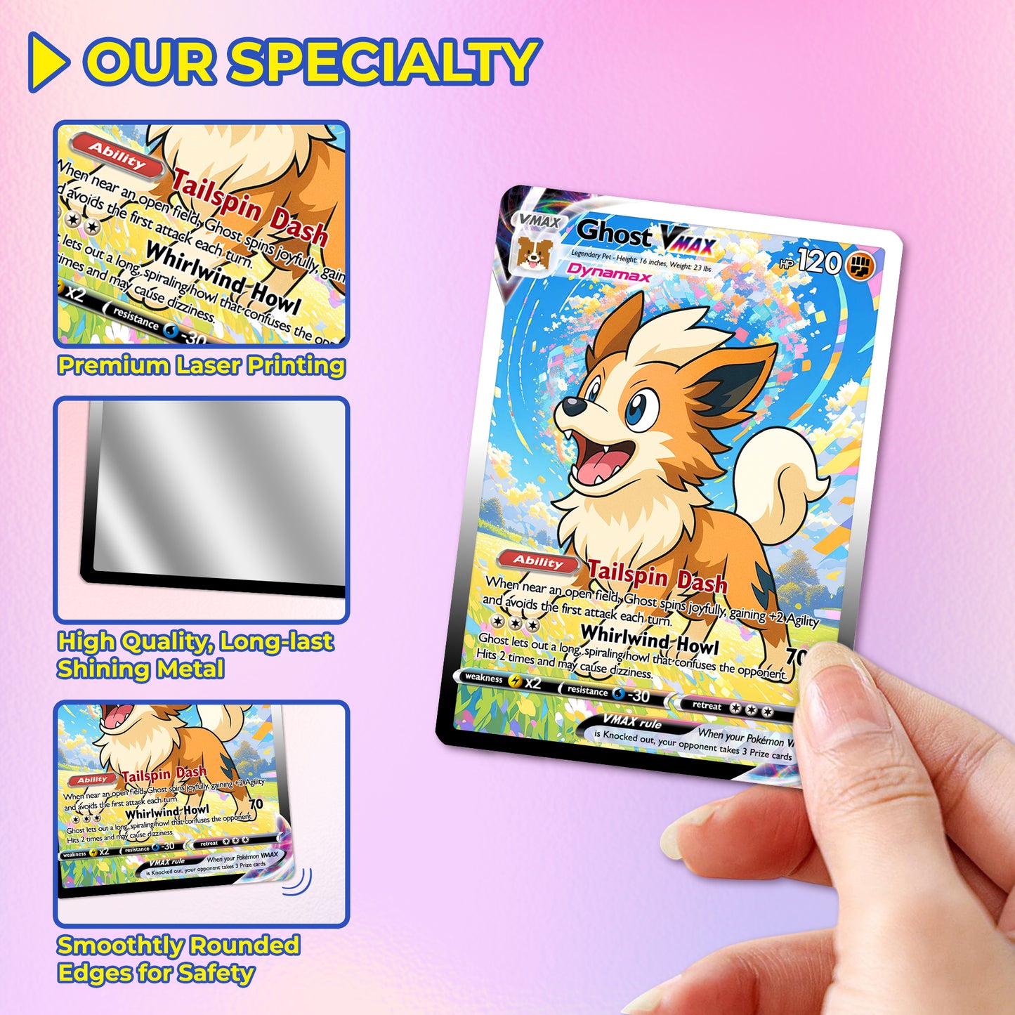 Custom Pokémon Card for Pet Lovers, Personalized Pokémon Card with Pet Photo for Dog Mom Cat Mom Dog Dad Cat Dad - CPC-41