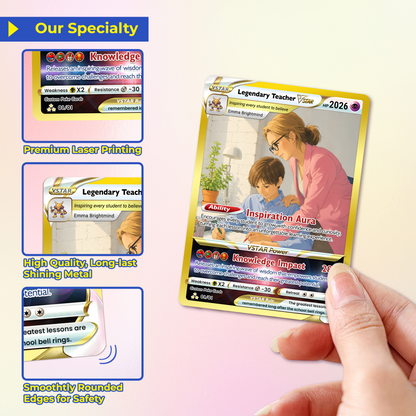 Legendary Teacher Custom Pokemon Cards, Teacher Appreciation Gift Card, Change Your Photo to Anime Styles, Thank You Teacher Gift, Personalized Pokemon Cards - CPC-BTS-07