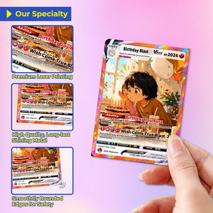 Happy Birthday Custom Pokémon Card - Personalized Pokémon Card by Animated Photo - Customizable Pokémon Gift from Parents, Grandparents for Kids - CPC-DOB-02