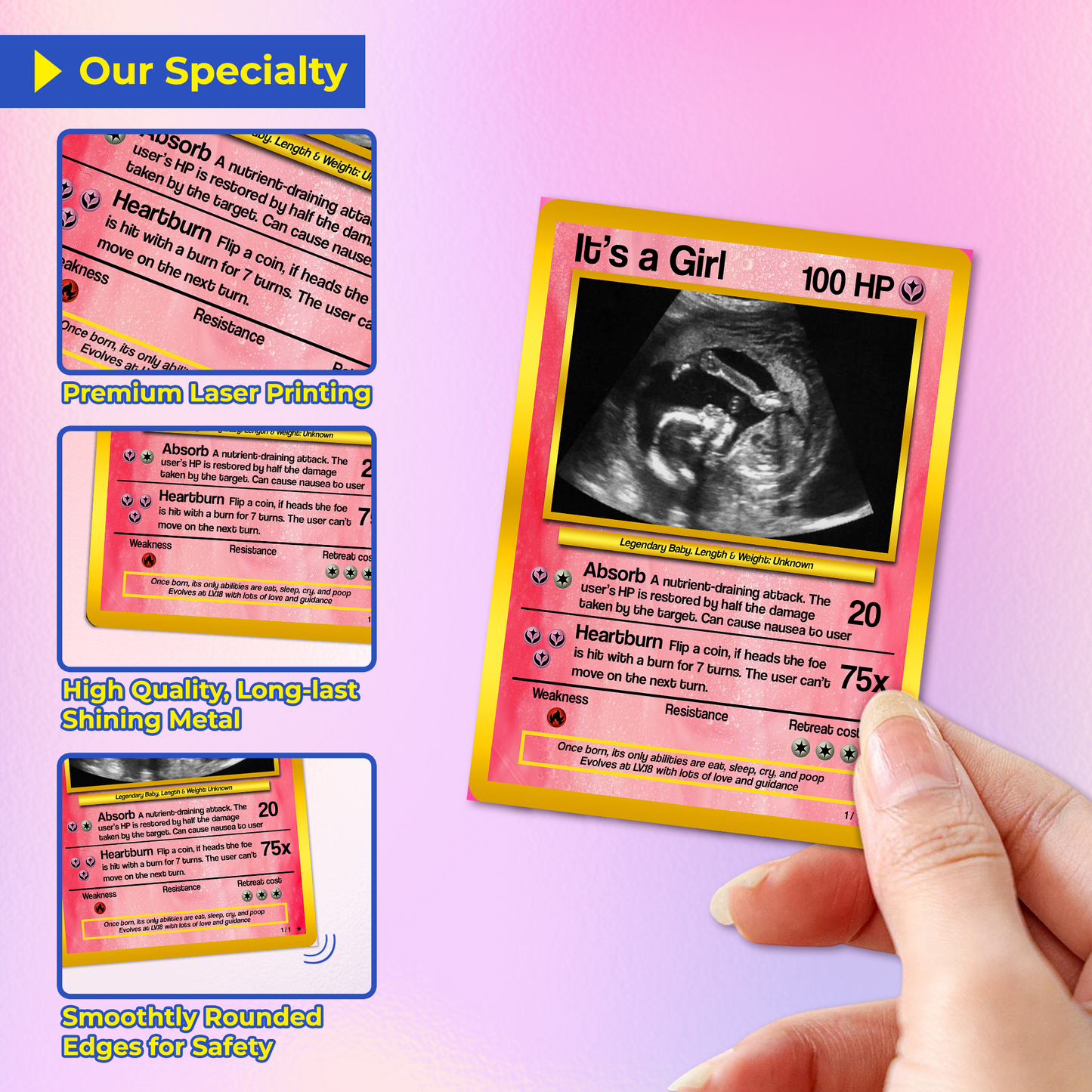 Baby Announcements Custom Pokemon Card, Pregnancy Announcement Personalized Pokemon Card, Custom Poke Card Gift for Him and Her, Birth Announcement Cards - CPC-52