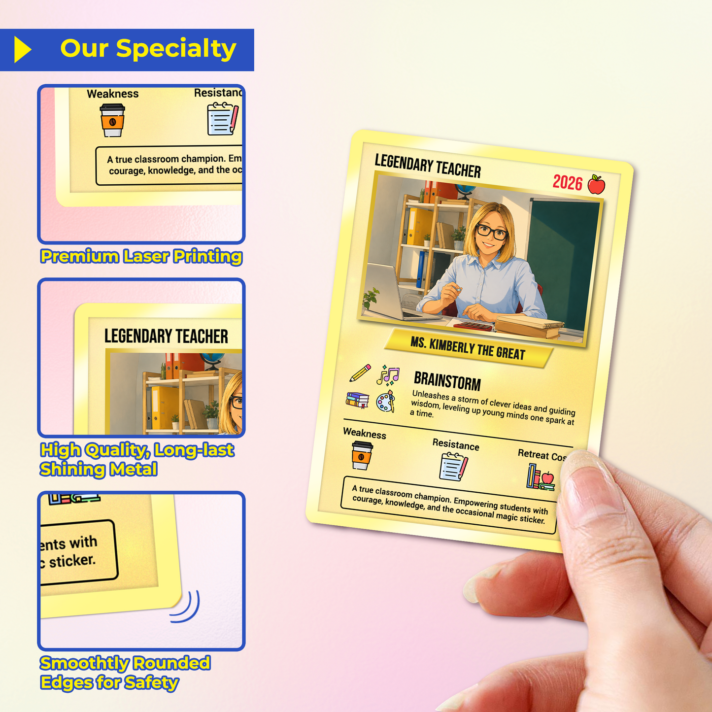 Custom Pokemon Cards Teacher Appreciation with Anime Photo, Change Your Photo to Ghibli Style, Thank You Teacher Gift from Parents & Students, Personalized Pokemon Cards - CPC-66.A