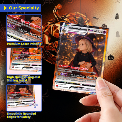 Custom Pokémon Card for Kids, Halloween Anime Transformation Photo Poke Card, Personalized Halloween Gift for Children, Custom Pokémon Gift - CPC-hlw-12