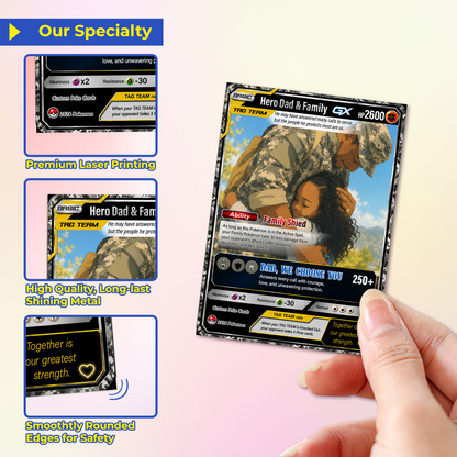 Happy Father's Day Custom Pokémon Card for Military Dad - Father’s Day Personalized Pokémon Card for The Army Dad - Trending Anime Customizable Gift from Wife, Son & Daughter - CPC-144
