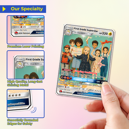 First Grade Gift from Parents, First Day of School Custom Anime Pokémon Card, Personalized Pokémon Card for Kids - Kindergarten Graduation Gift - CPC-BTS-12