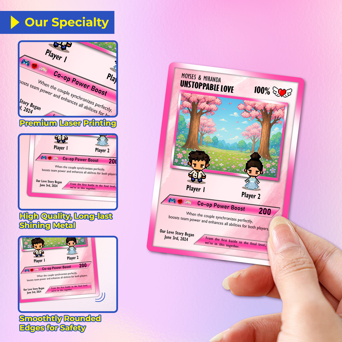 Custom Pokemon Card with 80s Pixel Characters  - Personalized Poke Card for Couples - Customizable Gift for Lovers - CPC-22.B