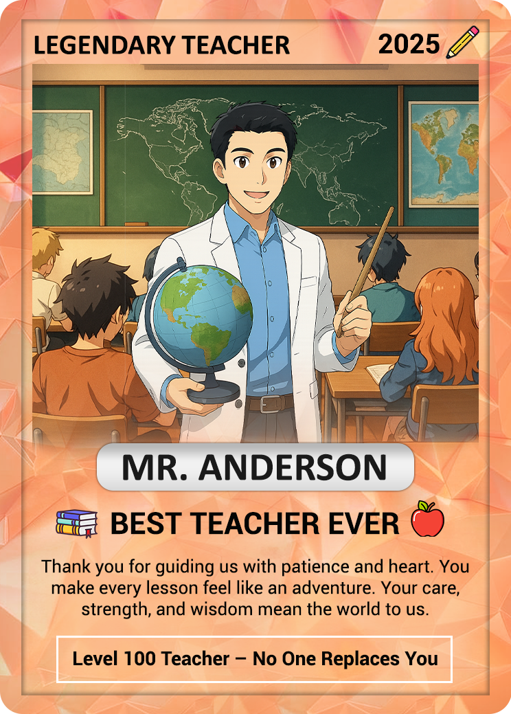 Custom Pokemon Cards Teacher Appreciation, Change Your Photo to Ghibli Style, Thank You Teacher Gift, Personalized Pokemon Cards - CPC-63