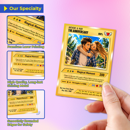 Custom Pokemon Card with Photo Transformation to Anime, Personalized Pokemon Card for Couples, Holographic Effect Available - CPC-70.A